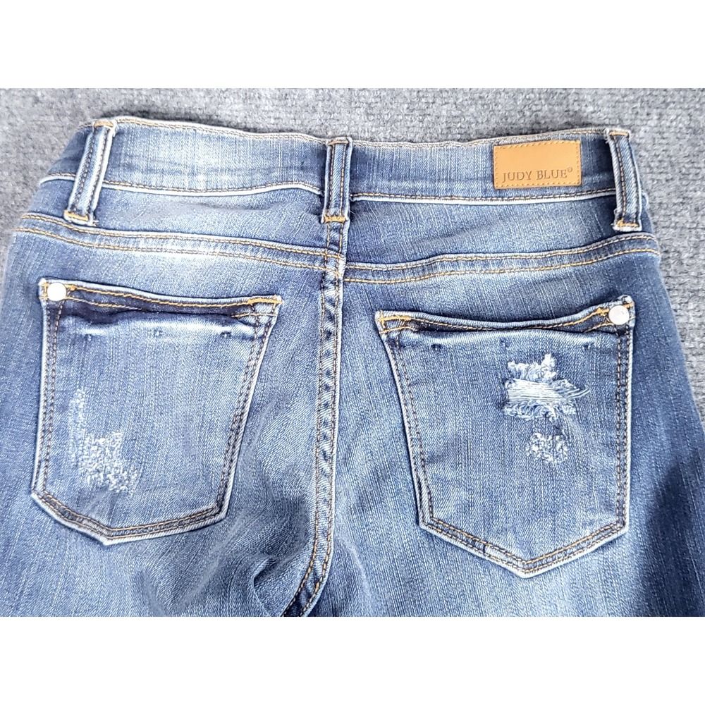 Judy Blue Straight Fit Distressed Denim Jeans Women Juniors Size 1/25 School - Picture 5 of 10